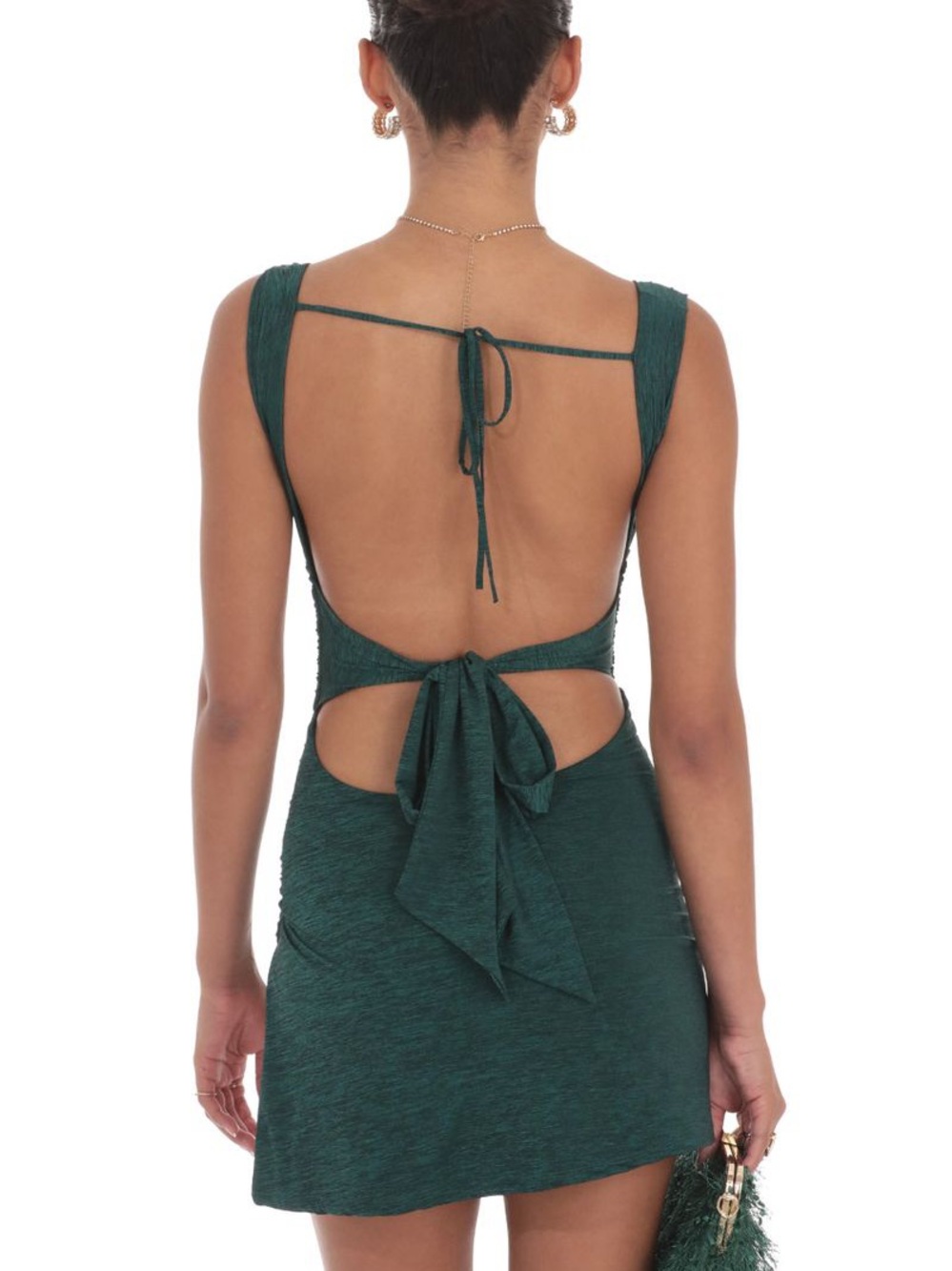 Lucy in the sky Ruched Bodycon Dress in Green - Picture 3 of 7